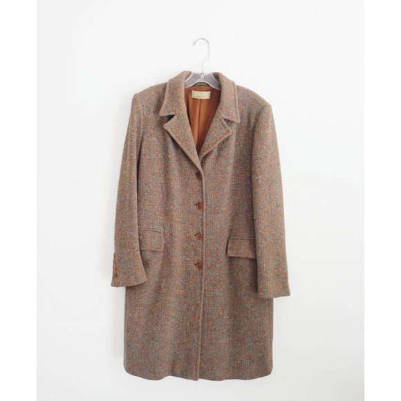 Vintage Jackets & Blazers - Vintage 90s 00s Ada Parini by ICA Cyan Orange Wool Tweed Coat size IT 46 US 10